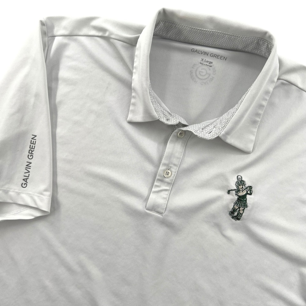 Galvin Green Michigan State Sparty Polo Shirt Mens XL White Golf Embroidered